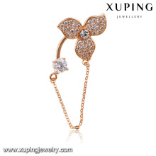 00019-xuping Mode hängende Broschen, goldene Diamantbrosche mit Kette